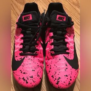 Nike Zoom Rival Track / Running Spike Shoes Black & Pink Paint Splatter Size 7